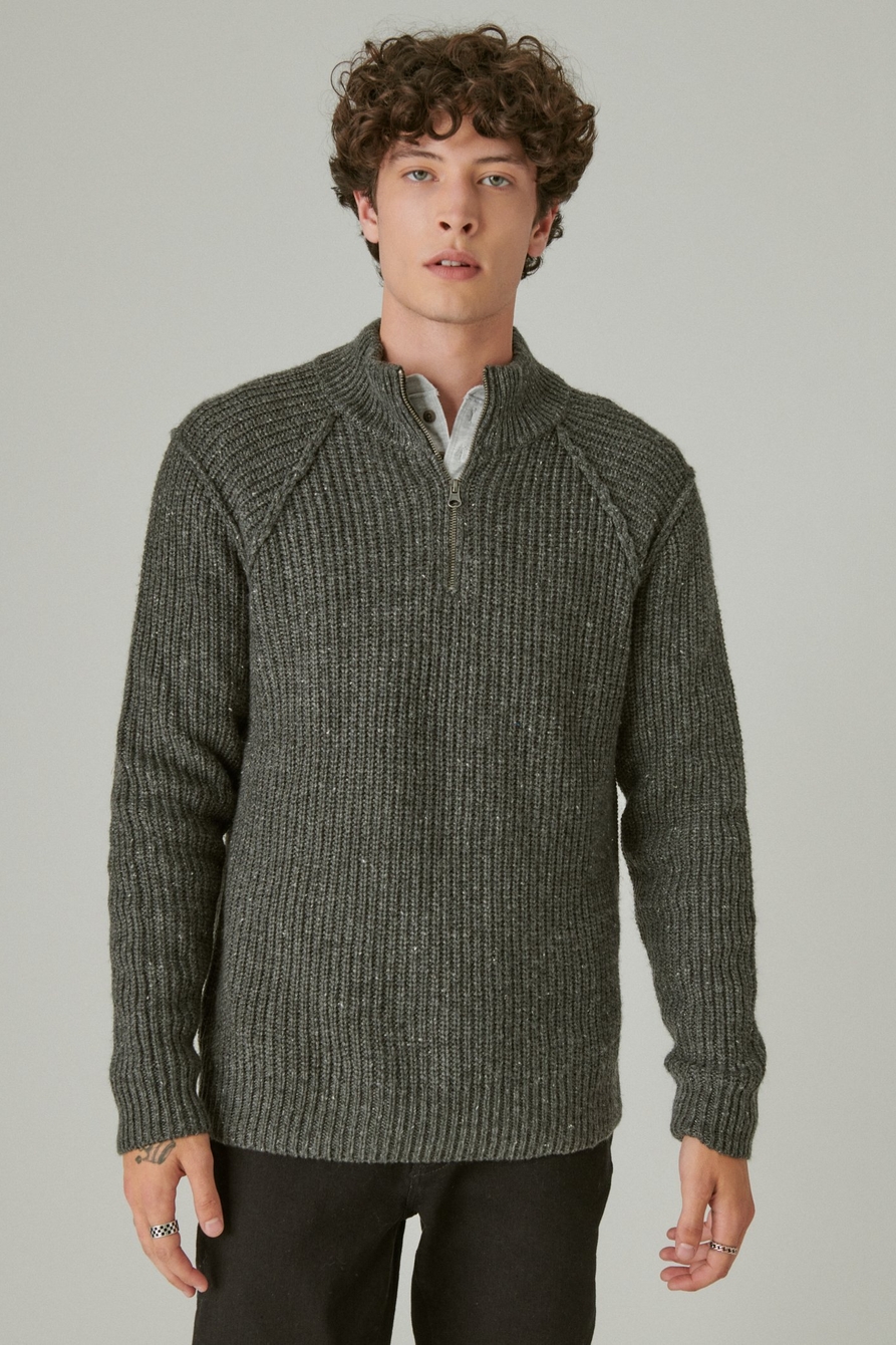 tweed mock zip